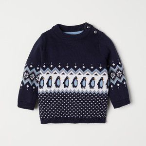 H&M Jacquard-knit sweater with penguins and snowflakes size 2T